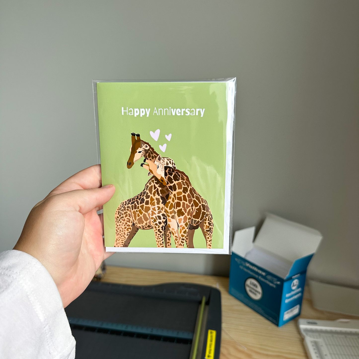 Giraffe Happy Anniversary Card