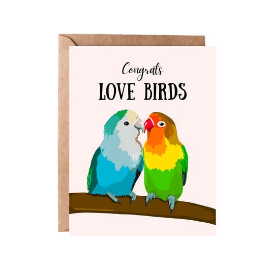 Congrats Love Birds Wedding Card