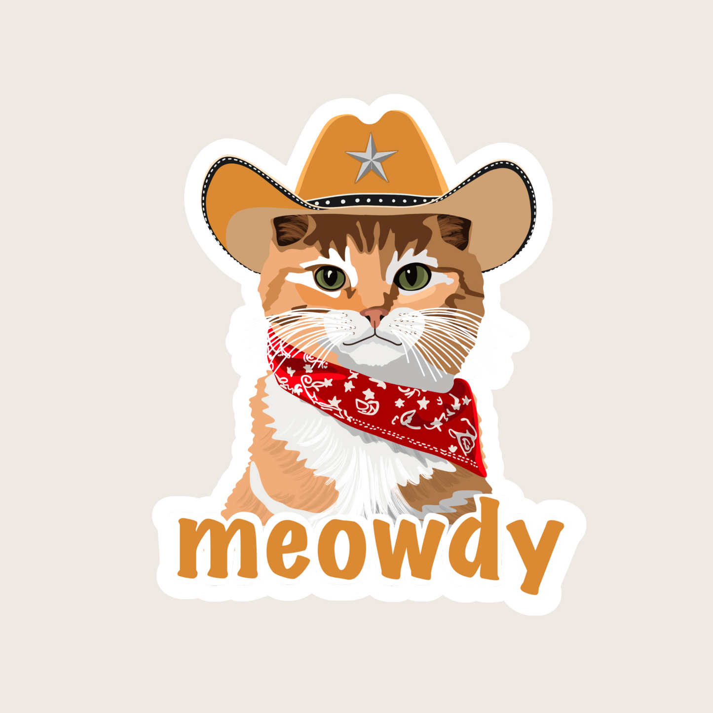 Meowdy Cowby Cat Sticker