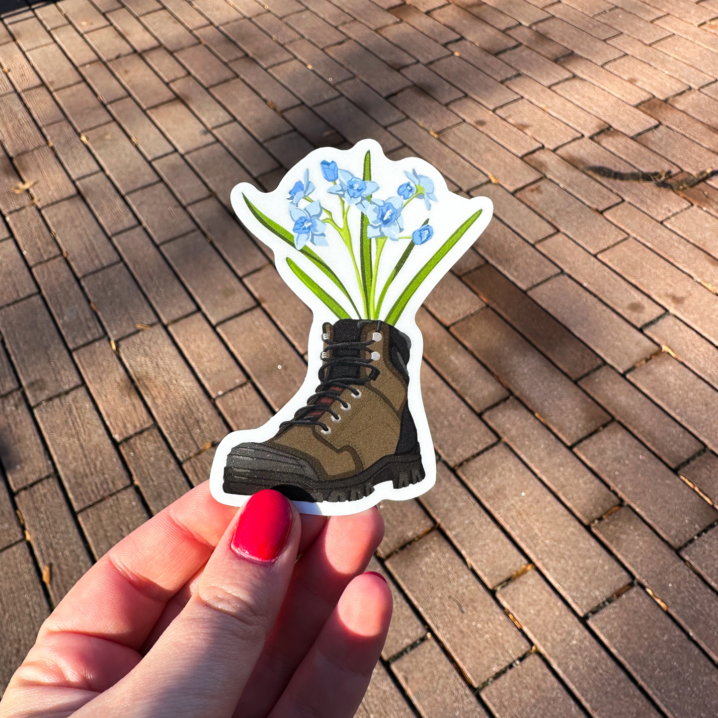 Hiking Boot & Flowers Sticker