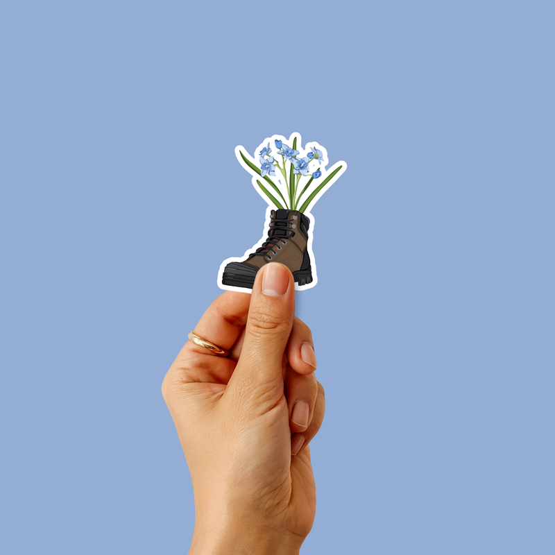 Hiking Boot & Flowers Sticker
